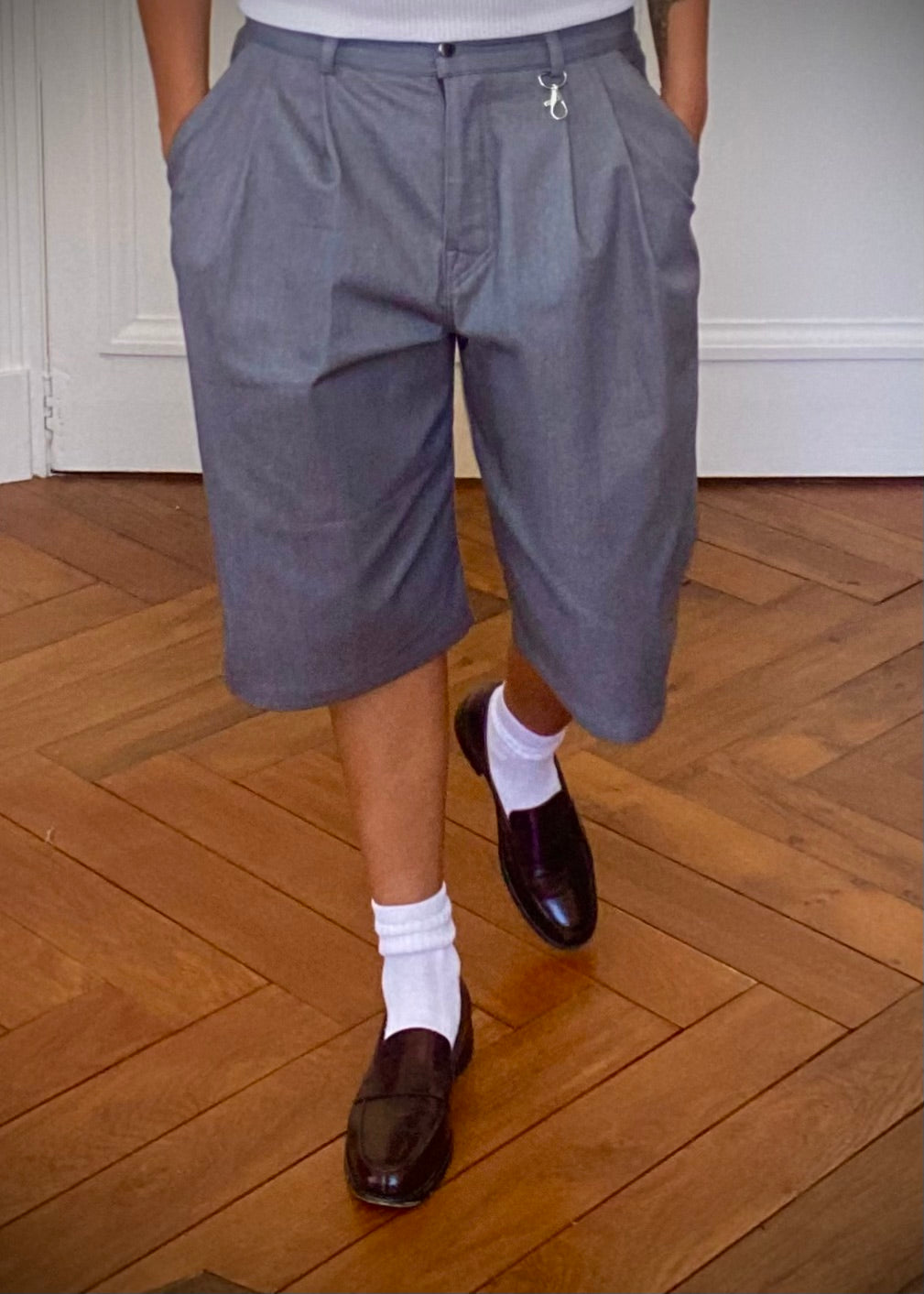 Jorts pleated grey