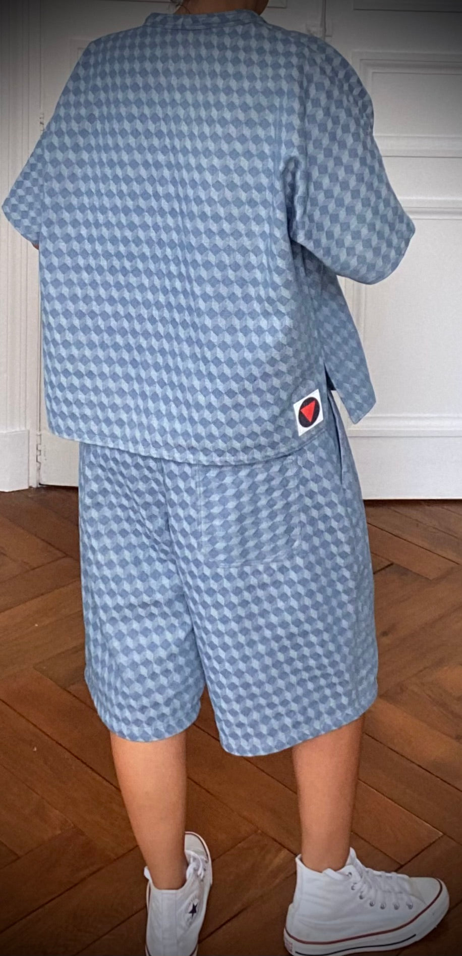 Jorts pleated damier
