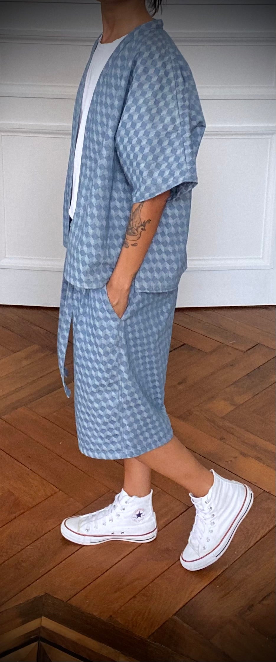 Jorts pleated damier