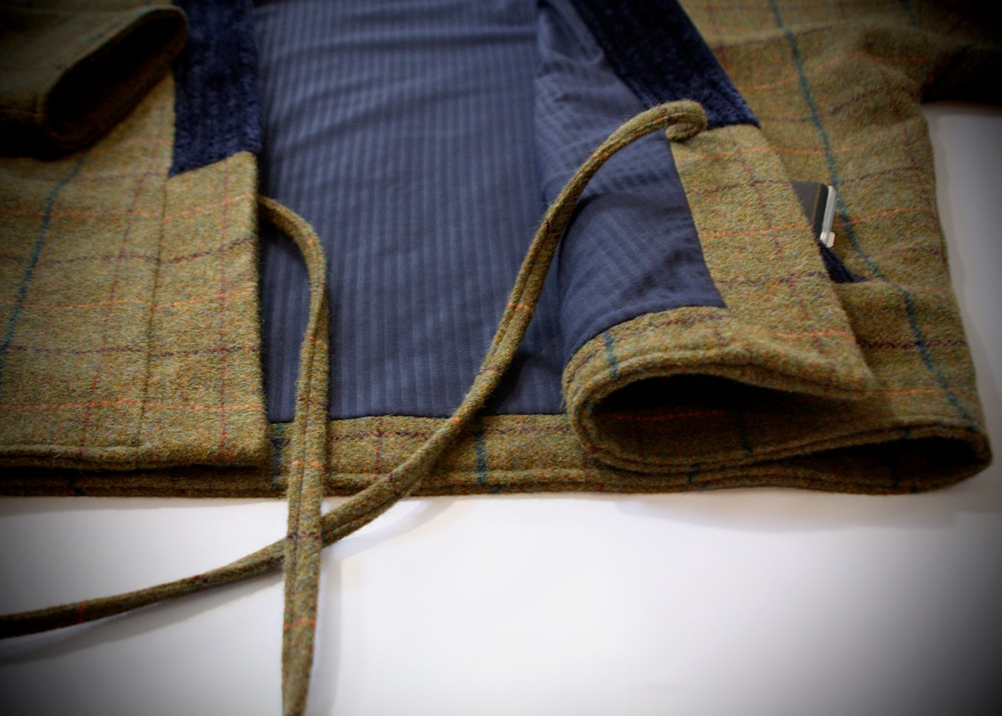 KIMONO TARTAN KAKI COL NAVY - L'atelier Kez'ya