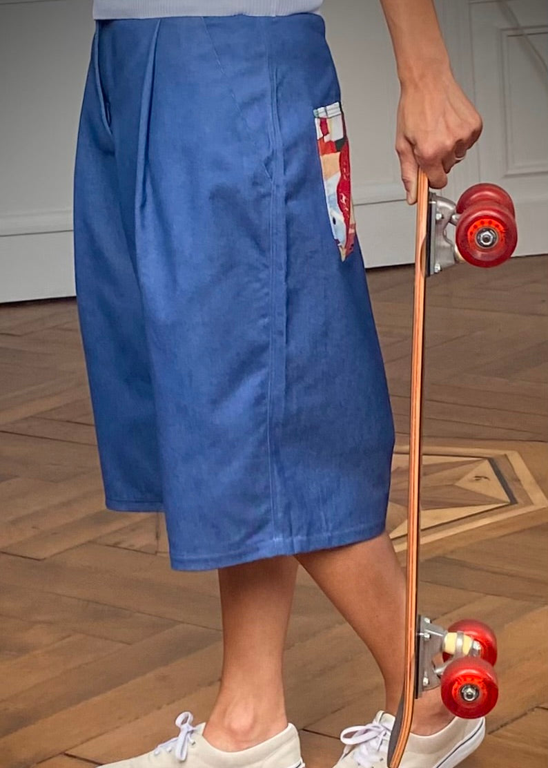 Jorts pleated print