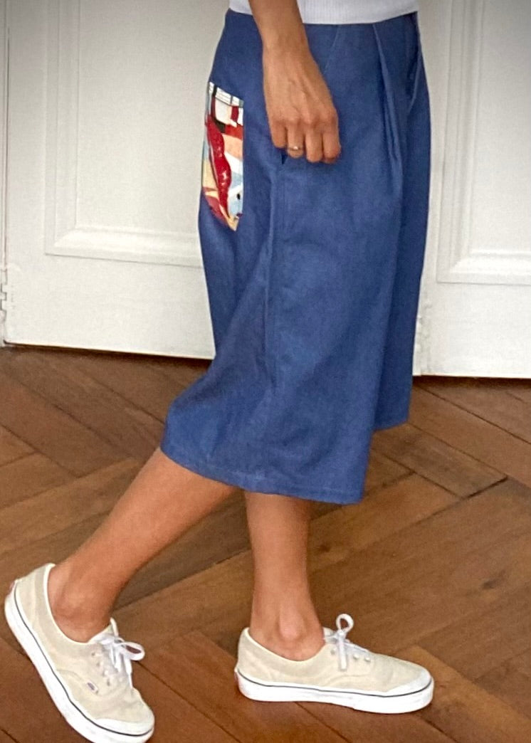 Jorts pleated print