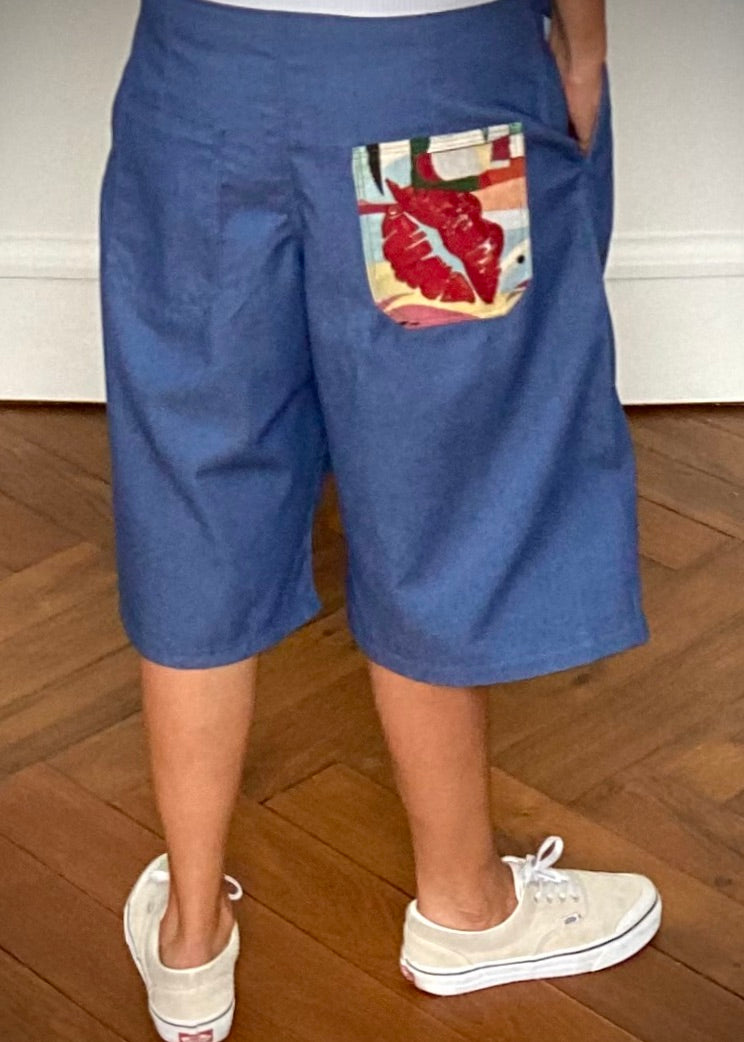 Jorts pleated print