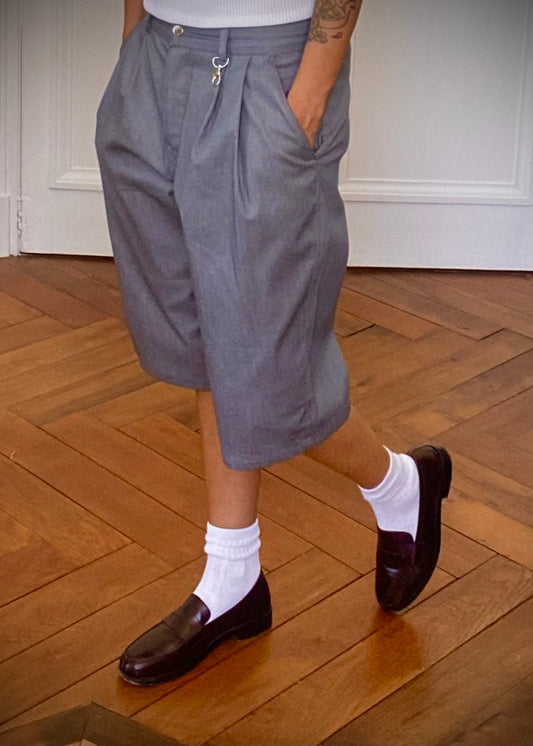 Jorts pleated grey