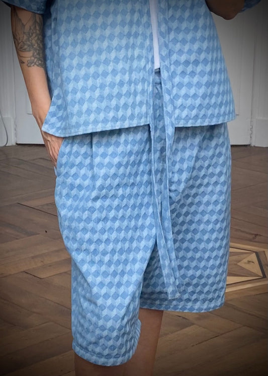 Jorts pleated damier