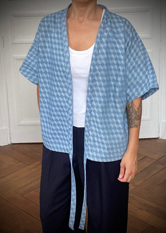Kimono  denim damier