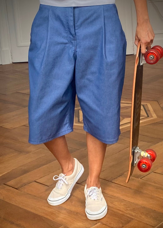 Jorts pleated print